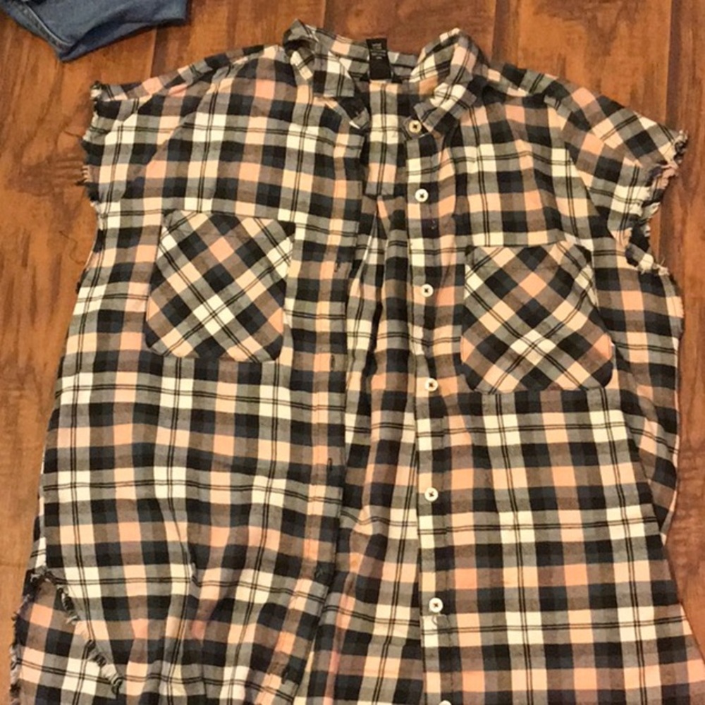 Plaid t shirt button up.